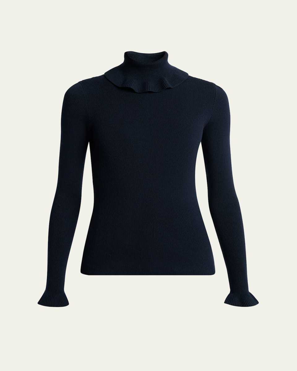 Ruffle Frill Rib Knit Sweater